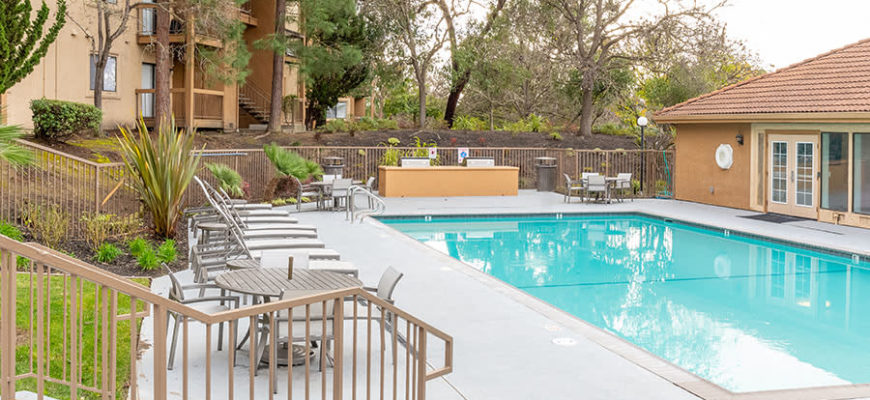 pool and lounge at bella vista at hilltop apartments