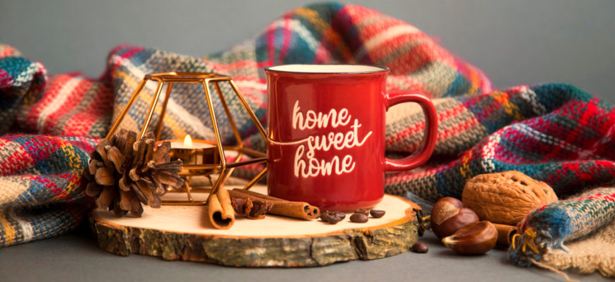 Autumn,Coffee,Cup,With,Candle,,Spices,And,Blanket,Decorations,On